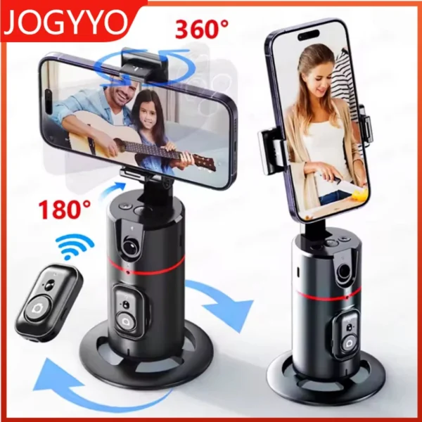 360 ° อุปกรณ์กันสั่นแบบหมุนได้สำหรับสมาร์ทโฟนพร้อมการติดตามใบหน้าอัตโนมัติและรีโมทคอนโทรล, ที่วางโทรศัพท์สำหรับวิดีโอสตรีมมิ่งวิดีโอบล็อกสด